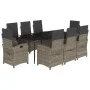 Garden dining set 9 pieces and gray synthetic rattan cushions by , Garden sets - Ref: Foro24-3212358, Price: 1,00 €, Discount: %