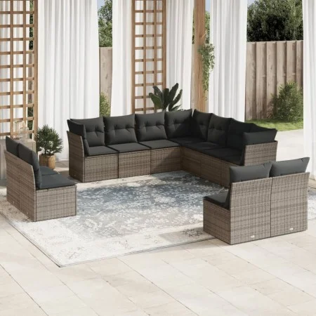 11-piece garden sofa set and gray synthetic rattan cushions by , Garden sets - Ref: Foro24-3249659, Price: 636,10 €, Discount: %