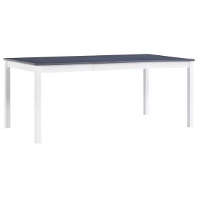 Mesa de comedor de madera de pino blanco y gris 180x90x73 cm