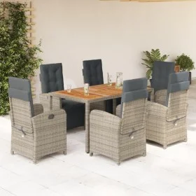 Garden dining set 7 pieces and gray synthetic rattan cushions by , Garden sets - Ref: Foro24-3212483, Price: 906,85 €, Discou...