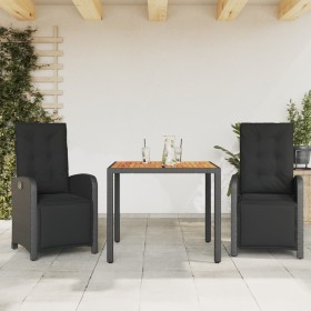 Mesita y sillas con cojines 3 piezas ratán sintético negro de , Conjuntos de jardín - Ref: Foro24-3212474, Precio: 361,95 €, ...