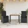 Mesita y sillas con cojines 3 piezas ratán sintético negro de , Conjuntos de jardín - Ref: Foro24-3212474, Precio: 392,67 €, ...