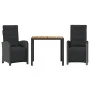 Table and chairs with cushions 3 pieces black synthetic rattan by , Garden sets - Ref: Foro24-3212474, Price: 392,71 €, Disco...