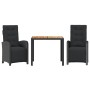 Tisch und Stühle mit Kissen, 3 Stück, schwarzes synthetisches Rattan von , Gartensets - Ref: Foro24-3212474, Preis: 364,08 €,...