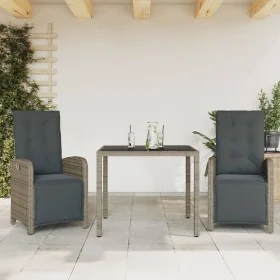 Garden chairs and table with cushions 3 pieces gray PE rattan by , Garden sets - Ref: Foro24-3212462, Price: 350,40 €, Discou...