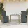 Gartenstühle und Tisch mit Kissen 3 Stück graues PE-Rattan von , Gartensets - Ref: Foro24-3212462, Preis: 350,40 €, Rabatt: %