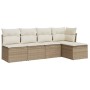 Gartensofa-Set mit Kissen, 5-teilig, beiges synthetisches Rattan von , Gartensets - Ref: Foro24-3249357, Preis: 311,83 €, Rab...