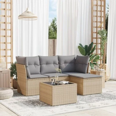 Garden sofa set with cushions 5 pieces beige synthetic rattan by , Garden sets - Ref: Foro24-3249388, Price: 306,74 €, Discou...