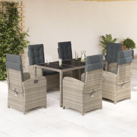 Garten-Essgruppe 7-teilig und graue synthetische Rattankissen von , Gartensets - Ref: Foro24-3212216, Preis: 763,38 €, Rabatt: %