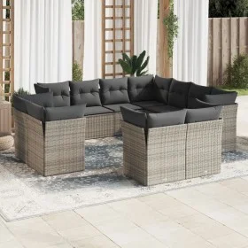 Set de sofás de jardín 11 pzas y cojines ratán sintético gris de , Conjuntos de jardín - Ref: Foro24-3250349, Precio: 762,68 ...