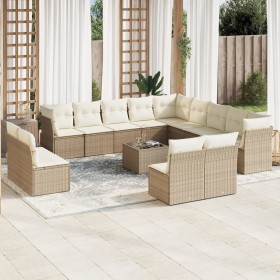 Set sofás de jardín 14 pzas con cojines ratán sintético beige de , Conjuntos de jardín - Ref: Foro24-3250337, Precio: 930,85 ...
