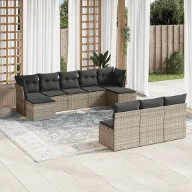 10-piece garden sofa set with gray synthetic rattan cushions by , Garden sets - Ref: Foro24-3250129, Price: 556,04 €, Discoun...