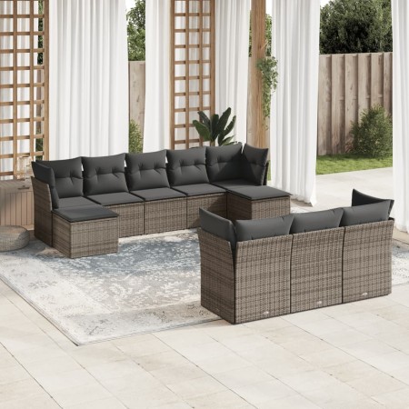 10-piece garden sofa set with gray synthetic rattan cushions by , Garden sets - Ref: Foro24-3250169, Price: 593,73 €, Discoun...