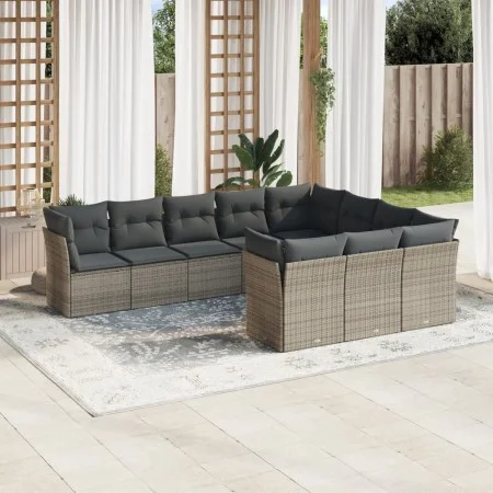 10-piece garden sofa set with gray synthetic rattan cushions by , Garden sets - Ref: Foro24-3250059, Price: 599,31 €, Discoun...
