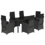7-teiliges Garten-Essset und schwarze Kissen aus synthetischem Rattan von , Gartensets - Ref: Foro24-3212460, Preis: 874,32 €...