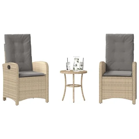 Garden chairs and table 3 pieces synthetic rattan beige cushion by , Garden sets - Ref: Foro24-365181, Price: 324,57 €, Disco...