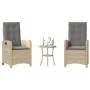Garden chairs and table 3 pieces synthetic rattan beige cushion by , Garden sets - Ref: Foro24-365181, Price: 324,57 €, Disco...