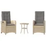 Garden chairs and table 3 pieces synthetic rattan beige cushion by , Garden sets - Ref: Foro24-365181, Price: 324,57 €, Disco...