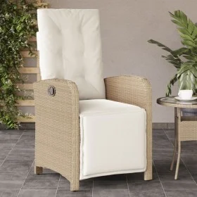 Gartenliege mit Fußstütze aus beigem PE-Rattan von , Gartenstühle - Ref: Foro24-365188, Preis: 136,86 €, Rabatt: %