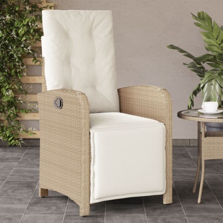 Gartenliege mit Fußstütze aus beigem PE-Rattan von , Gartenstühle - Ref: Foro24-365188, Preis: 131,99 €, Rabatt: %