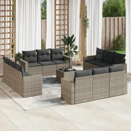 Garden sofa set with cushions 13 pieces gray synthetic rattan by , Modular outdoor sofas - Ref: Foro24-3251117, Price: 927,28...