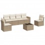 7-teiliges Gartensofa-Set und beigefarbene synthetische Rattankissen von , Modulare Sofas für den Außenbereich - Ref: Foro24-...