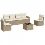 7-teiliges Gartensofa-Set und beigefarbene synthetische Rattankissen von , Modulare Sofas für den Außenbereich - Ref: Foro24-...