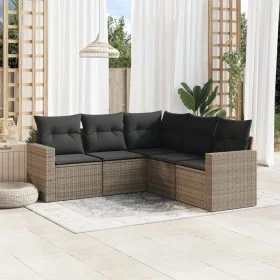 Garden sofa set with cushions 5 pieces gray synthetic rattan by , Modular outdoor sofas - Ref: Foro24-3251287, Price: 334,98 ...