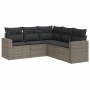 Gartensofa-Set mit Kissen, 5-teilig, graues synthetisches Rattan von , Modulare Sofas für den Außenbereich - Ref: Foro24-3251...