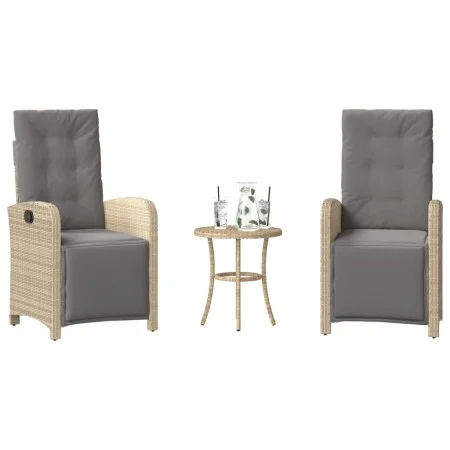 Garden chairs and table 3 pieces synthetic rattan beige cushion by , Garden sets - Ref: Foro24-365205, Price: 342,24 €, Disco...