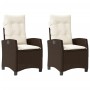 Sillones reclinables jardín con cojines marrones 2 uds ratán PE de , Sillas de jardín - Ref: Foro24-365218, Precio: 245,70 €,...
