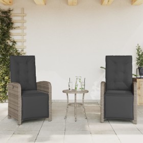 Sillones reclinables jardín con reposapiés 2 uds ratán PE gris