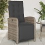 Sillones reclinables jardín con reposapiés 2 uds ratán PE gris