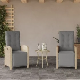 Recliner garden footstool 2 pcs PE rattan beige mix by , Garden chairs - Ref: Foro24-365197, Price: 304,02 €, Discount: %