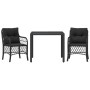 Table and chairs with cushions 3 pieces black synthetic rattan by , Garden sets - Ref: Foro24-3212024, Price: 267,82 €, Disco...