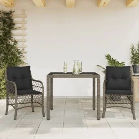 Garden chairs and table with cushions 3 pieces gray PE rattan by , Garden sets - Ref: Foro24-3212030, Price: 277,80 €, Discou...