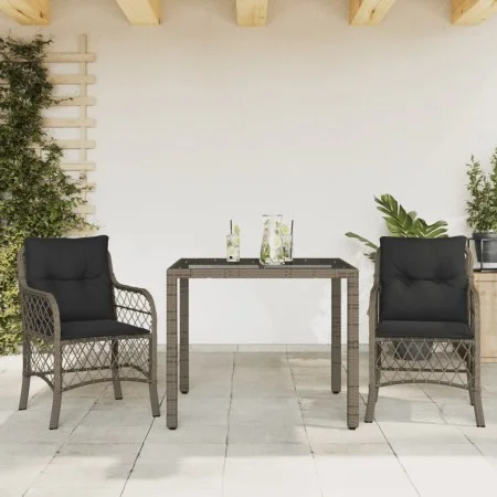 Sillas y mesita de jardín con cojines 3 piezas ratán PE gris de , Conjuntos de jardín - Ref: Foro24-3212030, Precio: 278,97 €...