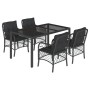 5-teiliges Gartenmöbel-Set mit schwarzen synthetischen Rattankissen von , Gartensets - Ref: Foro24-3212026, Preis: 487,36 €, ...