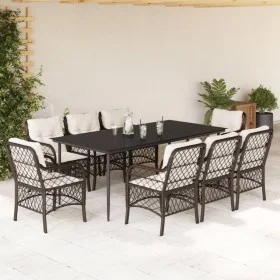 Garden dining set 9 pieces and brown synthetic rattan cushions by , Garden sets - Ref: Foro24-3212116, Price: 1,00 €, Discoun...