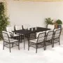Set comedor para jardín 9 pzas y cojines ratán sintético marrón de , Conjuntos de jardín - Ref: Foro24-3212116, Precio: 1,00 ...