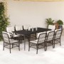 Set comedor para jardín 9 pzas y cojines ratán sintético marrón de , Conjuntos de jardín - Ref: Foro24-3212116, Precio: 902,59 €