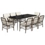 Garten-Essgruppe 9-teilig und braune synthetische Rattankissen von , Gartensets - Ref: Foro24-3212116, Preis: 1,00 €, Rabatt: %