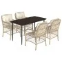 Set comedor de jardín 5 pzas con cojines ratán sintético beige de , Conjuntos de jardín - Ref: Foro24-3212140, Precio: 609,73...