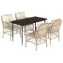 Set comedor de jardín 5 pzas con cojines ratán sintético beige de , Conjuntos de jardín - Ref: Foro24-3212140, Precio: 510,00...