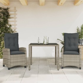 3-piece garden dining set with gray synthetic rattan cushions by , Garden sets - Ref: Foro24-3212644, Price: 329,80 €, Discou...