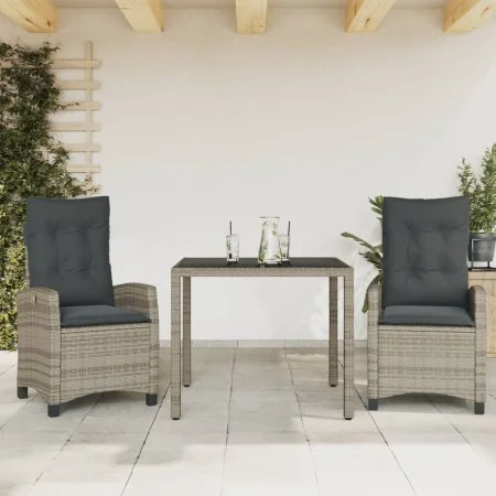 3-piece garden dining set with gray synthetic rattan cushions by , Garden sets - Ref: Foro24-3212644, Price: 383,90 €, Discou...