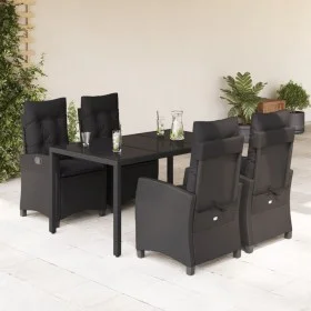 5-teiliges Gartenmöbel-Set mit schwarzen synthetischen Rattankissen von , Gartensets - Ref: Foro24-3212638, Preis: 709,74 €, ...