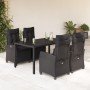 5-teiliges Gartenmöbel-Set mit schwarzen synthetischen Rattankissen von , Gartensets - Ref: Foro24-3212638, Preis: 683,00 €, ...