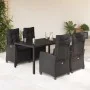 Set de muebles jardín 5 pzas con cojines ratán sintético negro de , Conjuntos de jardín - Ref: Foro24-3212638, Precio: 707,83...