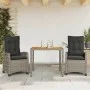 Set comedor de jardín 3 piezas con cojines ratán sintético gris de , Conjuntos de jardín - Ref: Foro24-3212671, Precio: 410,7...